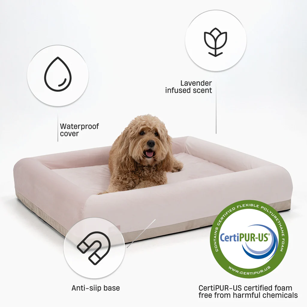 Premium Orthopedic Memory Foam Dog Bed - Pink (Medium) - Image 3