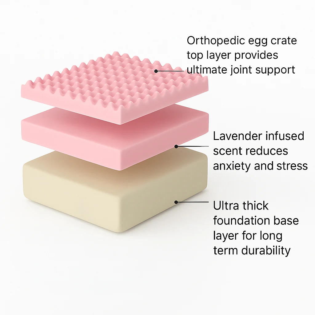 Premium Orthopedic Memory Foam Dog Bed - Pink (Small) - Image 5