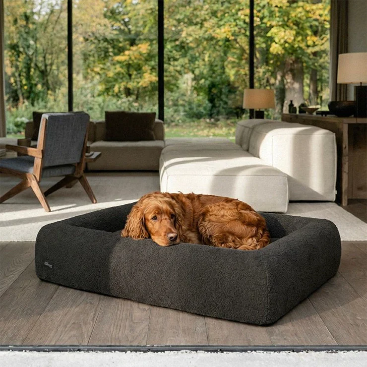 Premium Orthopedic Memory Foam Dog Bed - Brown Bouclé (Small) - Image 5