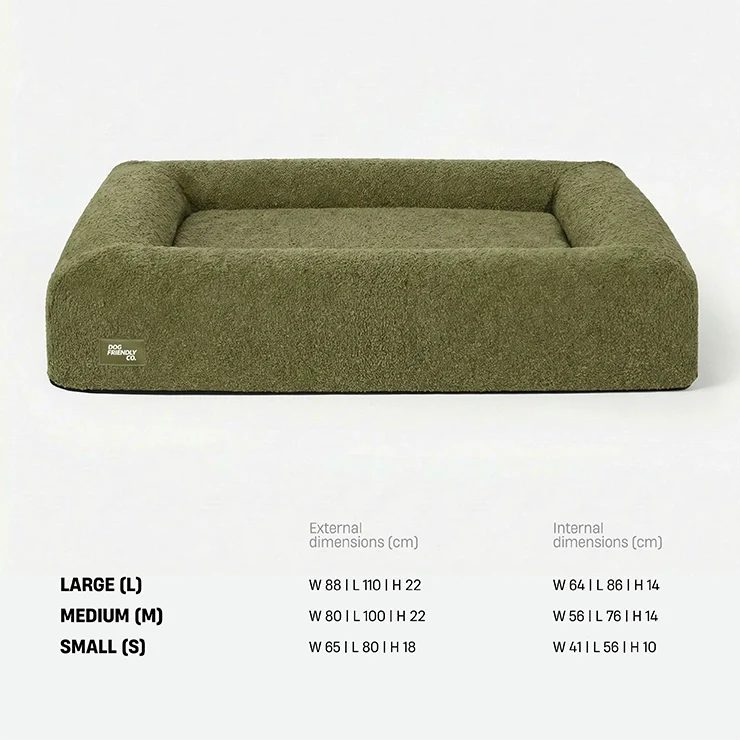 Premium Orthopedic Memory Foam Dog Bed - Green Bouclé (Medium) - Image 9