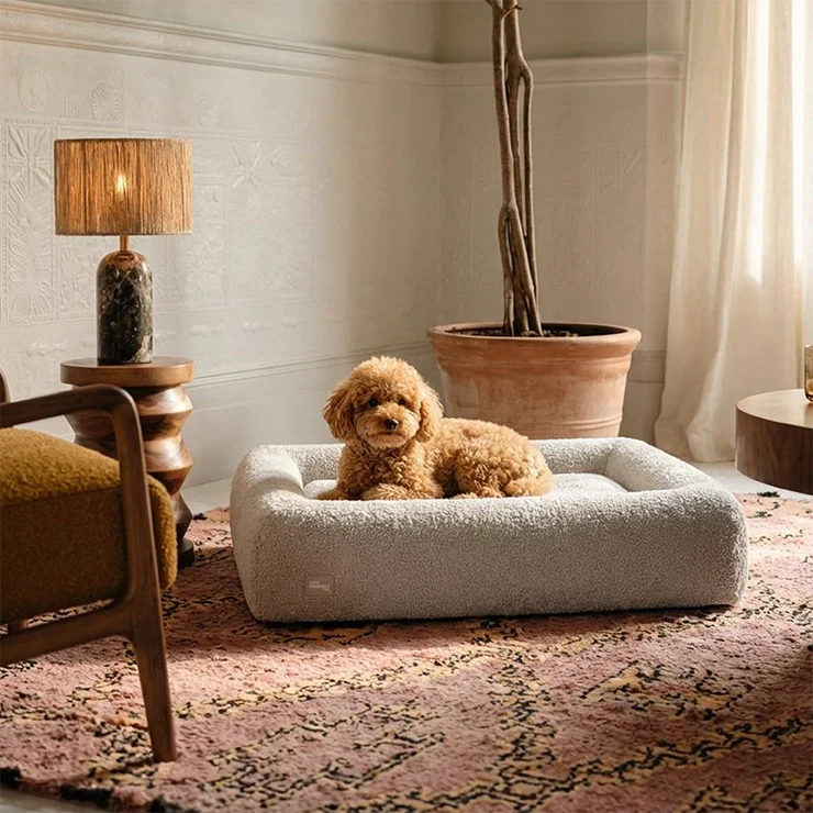 Premium Orthopedic Memory Foam Dog Bed - Grey Bouclé (Small) - Image 5