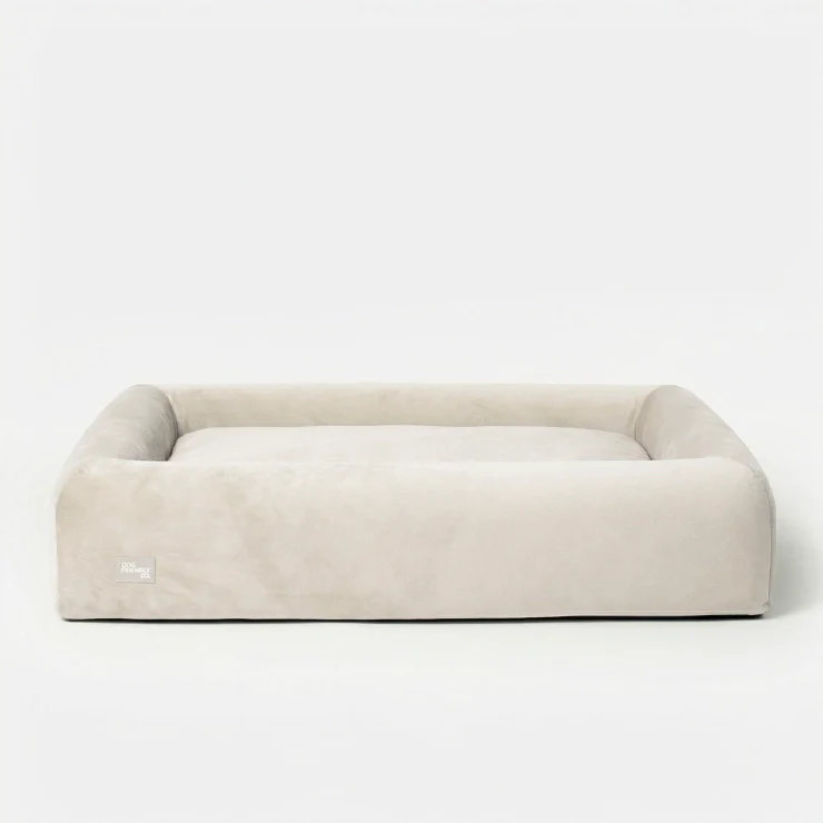 Velvet Easy Fit Dog Bed Cover - Beige - Image 2